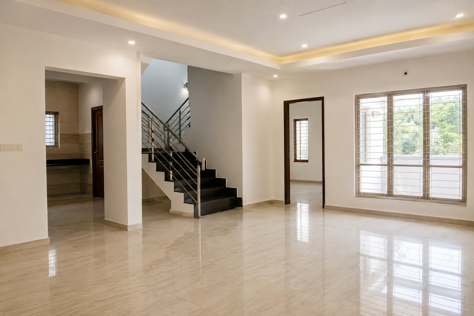 Completed interior of a G+1 duplex home handed over by Wasat Constructions in Bangalore