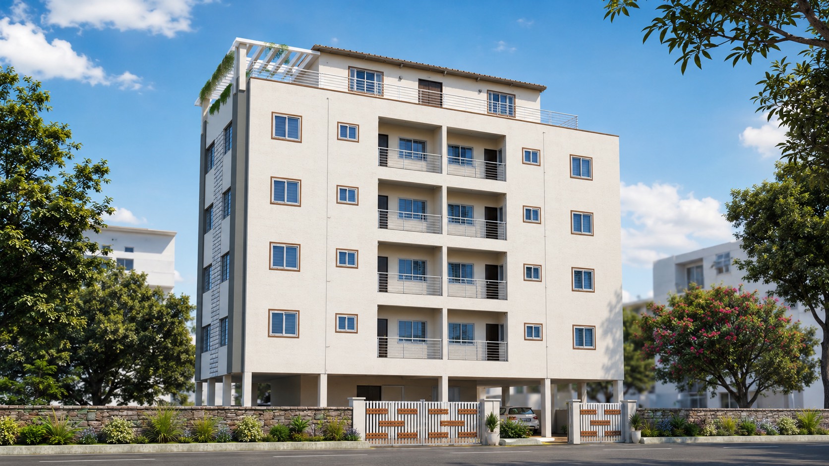 Completed apartment project exterior by Wasat Constructions