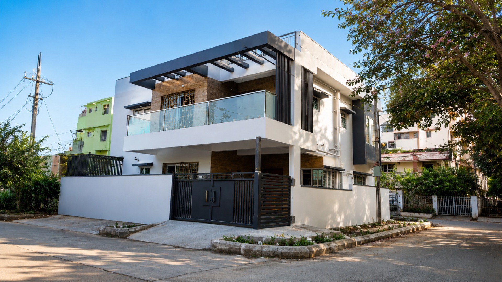 Completed Mathikere residence exterior by Wasat Constructions